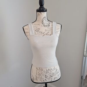 White Ribbed Tank Top